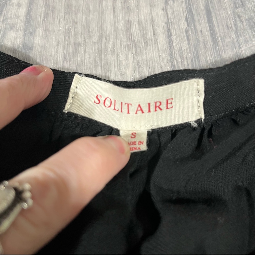 Solitaire Black and White Embroidered Women's Top; Small - Picture 4 of 9